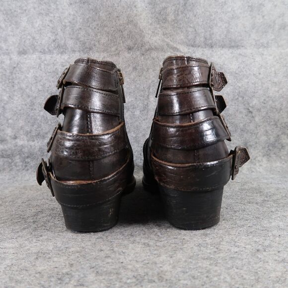 Hudson Shoes Womens 39 Boots Leather Biker Moto Ankle Bootie Buckle Straps Zip - Picture 5 of 14